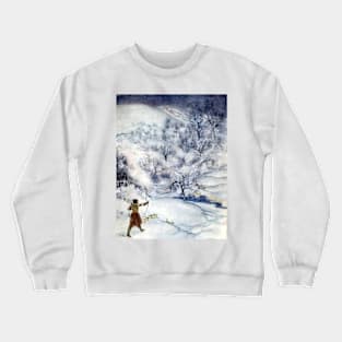 Woman Hunting in the Snow - Arthur Rackham Crewneck Sweatshirt